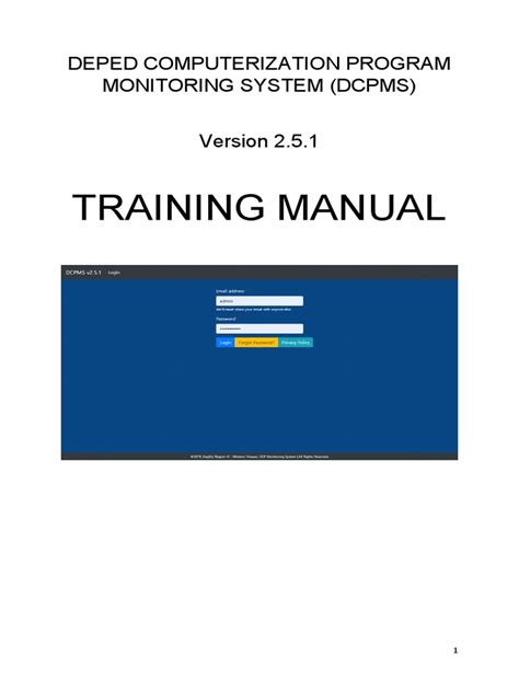 Training Manual: Deped Computerization Program Monitoring System (.